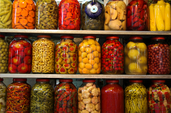 Jars of Fermented Vegetables